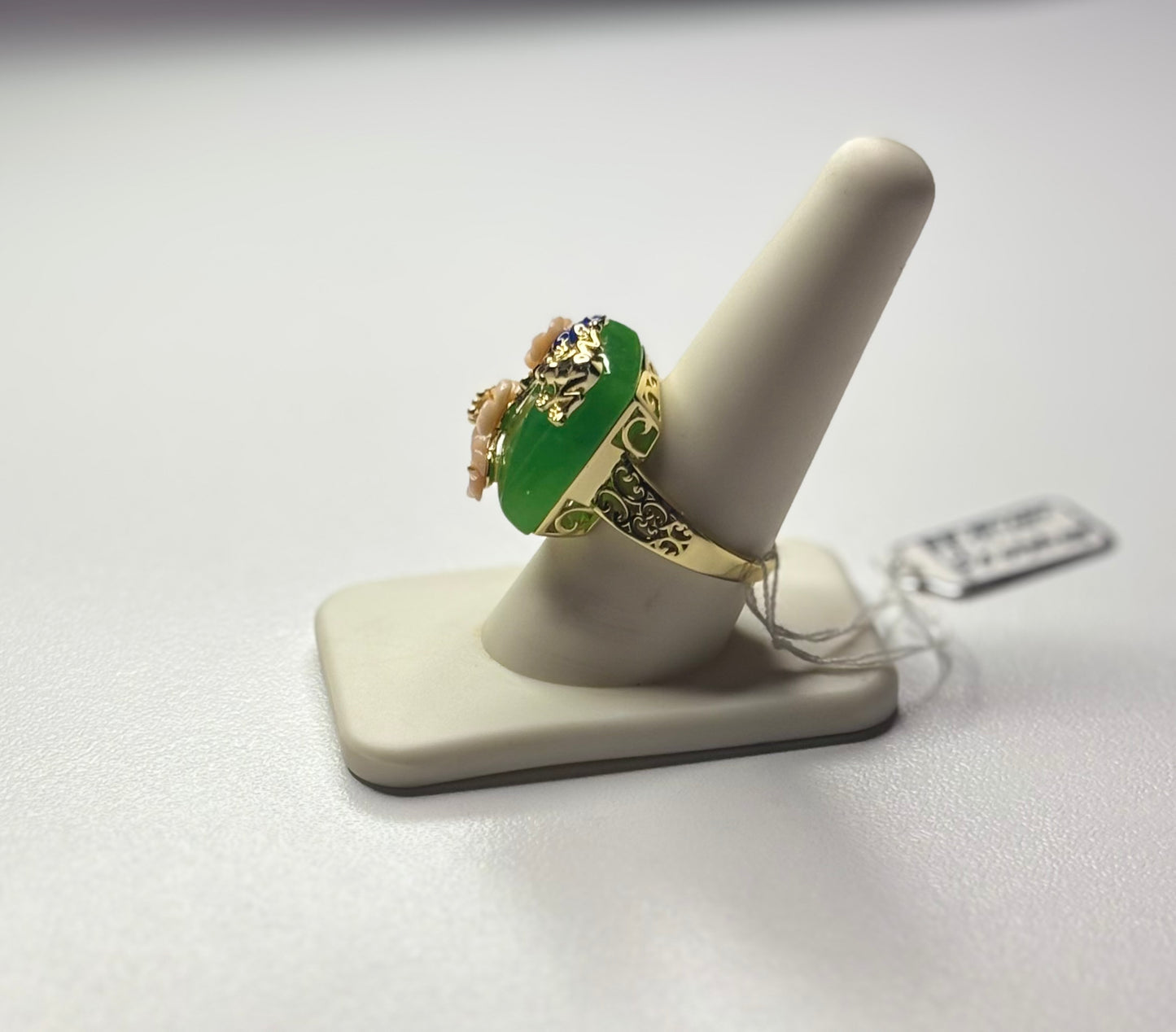 Jarden Green Jade and Mother of Pearl Ring